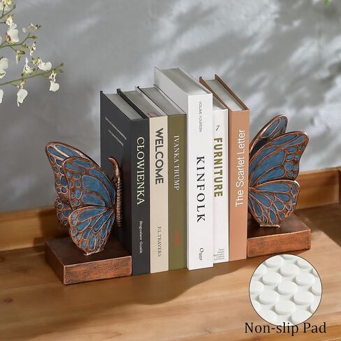 Blue Butterfly Bookends - Creative Book Stopper, Vintage Heavy Duty Book Ends, Decorative Bookends for Heavy Books in Kuwait