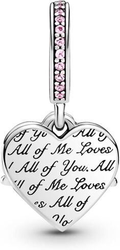 Pandora Heart & Mom Dangle Charm - Compatible Moments Bracelets - Jewelry for Women - Gift for Women - Made with Sterling Silver & Cubic Zirconia, No Gift Box in Kuwait