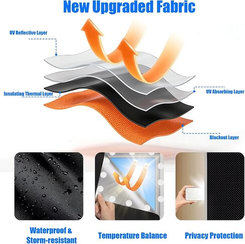 Blackout Blinds 118" x 57", 100% Blackout Curtains for Window, 420D No Drill Portable Black Out Shades Film for Bedroom, Nursery Black Out Blinds for Baby Temporary, 12 Hook and Loop Tapes in Saudi Arabia