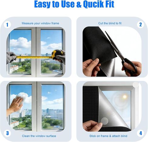 Blackout Blinds 118" x 57", 100% Blackout Curtains for Window, 420D No Drill Portable Black Out Shades Film for Bedroom, Nursery Black Out Blinds for Baby Temporary, 12 Hook and Loop Tapes in Saudi Arabia