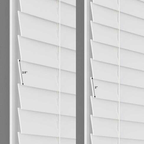 2.5" Cordless Faux Wood Blind, 31.75" W x 64" L - White, Plantation Style Venetian Blinds, Over 400 Custom Sizes Starting at $29.97, Room Darkening Shades for Interior Windows by Lumino in Saudi Arabia