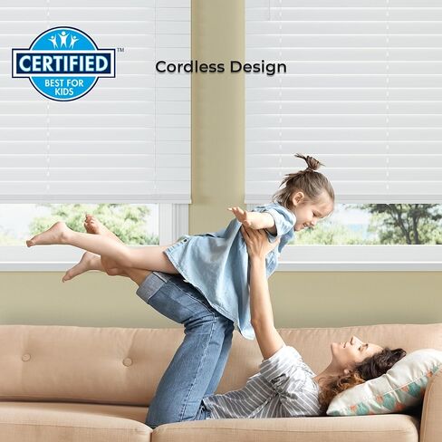 2.5" Cordless Faux Wood Blind, 31.75" W x 64" L - White, Plantation Style Venetian Blinds, Over 400 Custom Sizes Starting at $29.97, Room Darkening Shades for Interior Windows by Lumino in Saudi Arabia