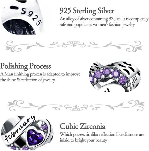 Birthstone Charms 925 Sterling Silver Love Heart Charms in Saudi Arabia