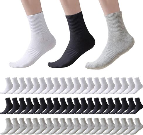 30 Pairs Long Socks Unisex, 6.7" Crew Height Cotton Socks, Sweat Absorbing Breathable Casual Athletic Socks for Women and Men in Saudi Arabia