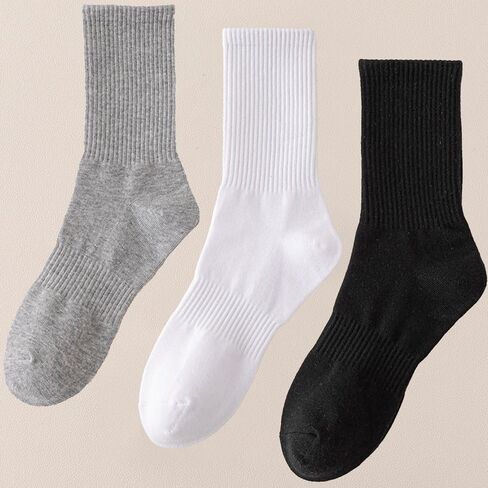 30 Pairs Long Socks Unisex, 6.7" Crew Height Cotton Socks, Sweat Absorbing Breathable Casual Athletic Socks for Women and Men in Saudi Arabia