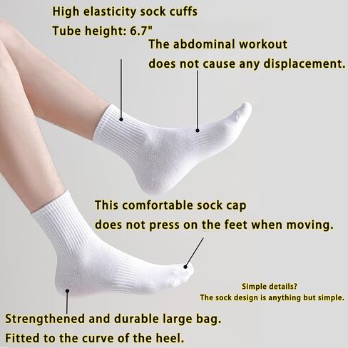30 Pairs Long Socks Unisex, 6.7" Crew Height Cotton Socks, Sweat Absorbing Breathable Casual Athletic Socks for Women and Men in Saudi Arabia
