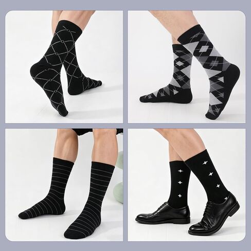 Mens Dress Socks, 6 Pairs Classic Dress Crew Socks Business Casual Cotton Sock Birthday Gift for Fathers Day in Kuwait