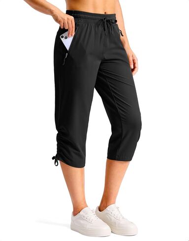 Soothfeel Capri Pants for Women with 2 Zipper Pockets Lightweight Quick Dry Travel Casual Hiking Summer Cargo Pants in Kuwait