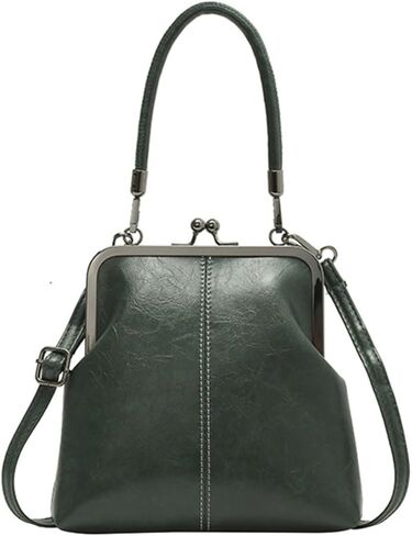 Vintage Handle Bag for Women - Kiss-lock Top, Retro PU Leather Handbag, in Kuwait