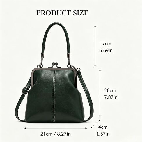 Vintage Handle Bag for Women - Kiss-lock Top, Retro PU Leather Handbag, in Kuwait