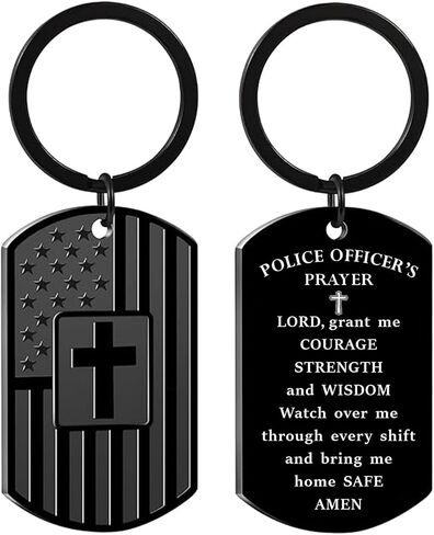 Police Officer Gifts for Men - Gift for Police Officer, Fathers Day, Birthday or Retirement - Police Officer's Prayer Cross Keychain in Saudi Arabia