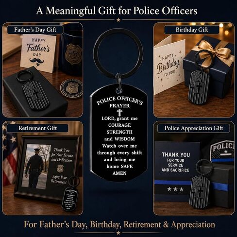 Police Officer Gifts for Men - Gift for Police Officer, Fathers Day, Birthday or Retirement - Police Officer's Prayer Cross Keychain in Saudi Arabia