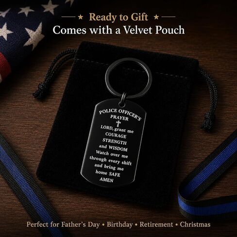Police Officer Gifts for Men - Gift for Police Officer, Fathers Day, Birthday or Retirement - Police Officer's Prayer Cross Keychain in Saudi Arabia