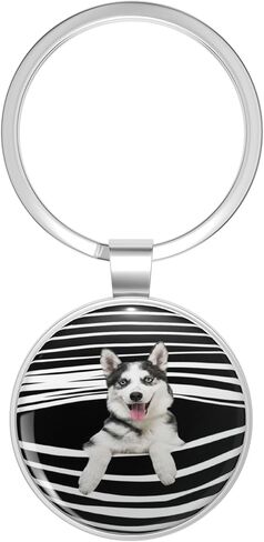 Little Husky Stainless Steel Keychain with Ring in Kuwait