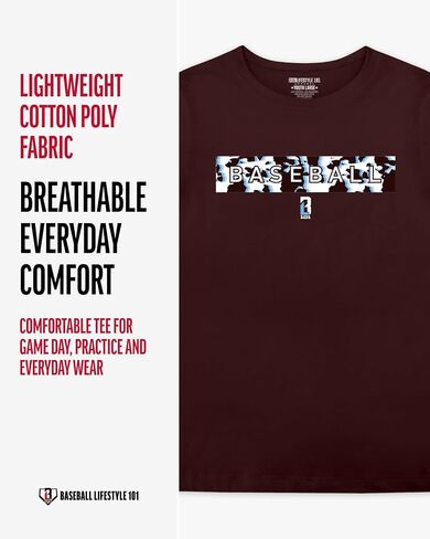 Baseball Lifestyle 101 Boy's Cowhide Curveball T-Shirt, Short Sleeve, Crew Neck, Youth Sizes S-XL in Saudi Arabia