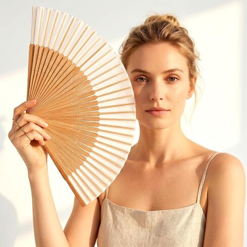 Hand Fan Foldable, Vintage Handheld Folding Fan, Elegant Bamboo Folding Fans for Women, Portable Handheld Fans for Cooling, Decoration, and Events - Hot Flashes, Summer Cooling in Kuwait