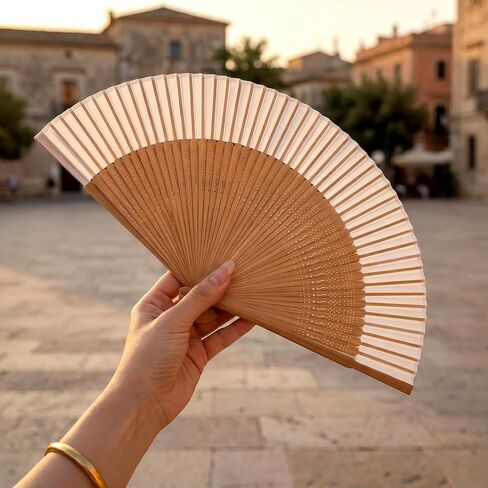 Hand Fan Foldable, Vintage Handheld Folding Fan, Elegant Bamboo Folding Fans for Women, Portable Handheld Fans for Cooling, Decoration, and Events - Hot Flashes, Summer Cooling in Kuwait