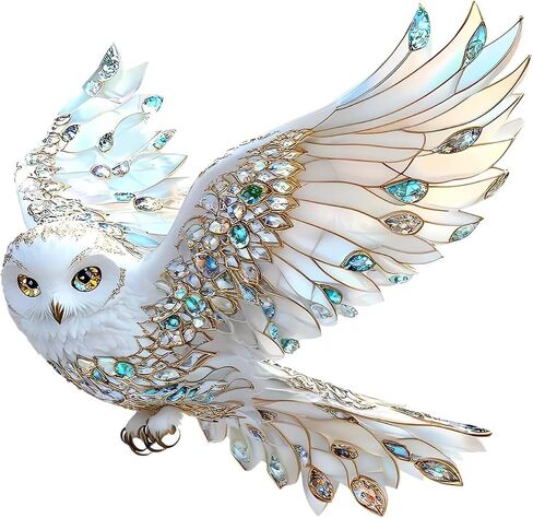 1PC White Owl Acrylic Suncatcher Hanging, 7.08 inch Window Decor with Printed Stained Glass Style Design, Rainbow Maker Wall Art, Gift Idea & Garden Ornament Indoor Outdoor Use/DW-38 in Kuwait