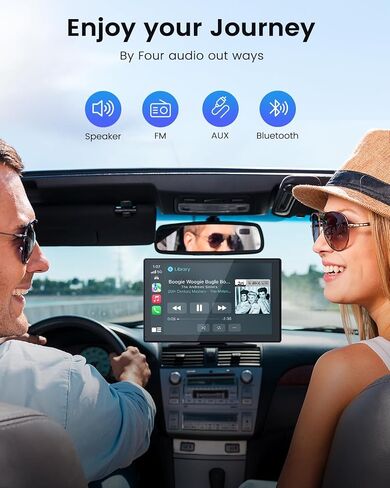 شاشة Carplay اللاسلكية للسيارة ، شاشة تعمل باللمس ستيريو محمولة بقيمة 9 بوصات ، Carplay و Android Auto مع 1080p النسخ الاحتياطي مرآة Link FM GPS in Kuwait