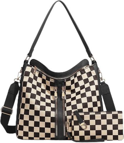 Dyalsa Checkered Hobo Purses for Women,Large Vintage Tote Shoulder Bag with Multiple Pockets in Saudi Arabia
