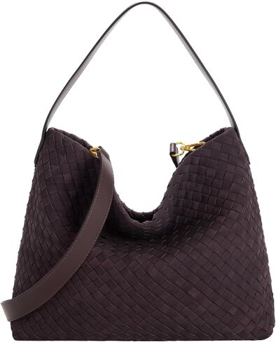 Woven Suede Hobo Bag for Women Slouchy Tote Bag Shoulder Bag Soft Woven Handbag for Work Travel in Saudi Arabia