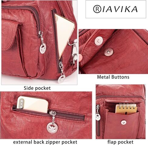 Hobo Bags for Women Large Soft Washed Leather Purse and Hand Bags Convertible Backpack with Multi Pockets Women's Shoulder Bag Anti-theft Cross Body Bag Wine Red in Saudi Arabia