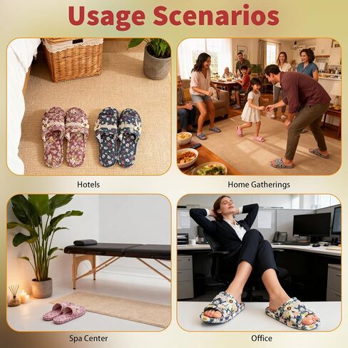 12 Pairs Floral Cotton House Slippers Washable Indoor Cotton Slippers Open Women Toe for Airplane Travel Hotel Guest Spa,2 Sizes in Kuwait