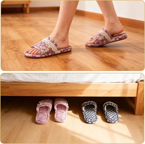 12 Pairs Floral Cotton House Slippers Washable Indoor Cotton Slippers Open Women Toe for Airplane Travel Hotel Guest Spa,2 Sizes in Kuwait