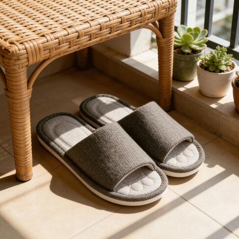 Dokela Mens Open Toe House Slippers Breathable Slip-on Indoor Slippers with Memory Foam Soft Machine Washable Bedroom Home Shoes in Saudi Arabia