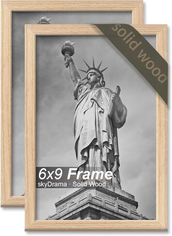 Natural Solid Wood 8x10 Picture Frame, Display 8 x 10 Inch Picture Poster Photo, Vertical & Horizontal Wall Hanging - 2 Pack/Natural/8"x10" in Kuwait