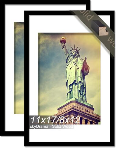 Natural Solid Wood 8x10 Picture Frame, Display 8 x 10 Inch Picture Poster Photo, Vertical & Horizontal Wall Hanging - 2 Pack/Natural/8"x10" in Kuwait