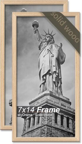 Natural Solid Wood 8x10 Picture Frame, Display 8 x 10 Inch Picture Poster Photo, Vertical & Horizontal Wall Hanging - 2 Pack/Natural/8"x10" in Kuwait