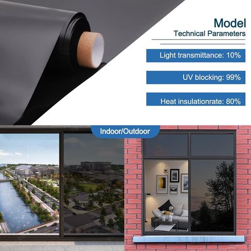 Window Privacy Film One Way Daytime Privacy Static Cling Sun Blocking Anti UV Reflective Window Tint for Home and Office in Kuwait