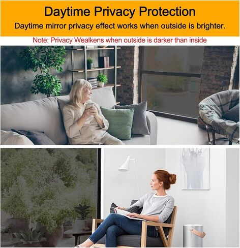 Window Privacy Film One Way Daytime Privacy Static Cling Sun Blocking Anti UV Reflective Window Tint for Home and Office in Kuwait