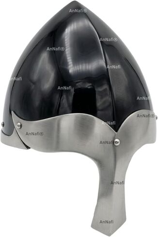 AnNafi® Medieval Viking Nasal Helmet Steel, Norman Spangenhelm Armor Helmet for Men, LARP, Cosplay, Reenactment Costume & Display | Adult Size Warrior Viking Wearable Helm Emperor metal Armour in Kuwait