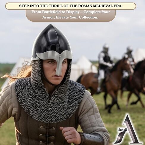 AnNafi® Medieval Viking Nasal Helmet Steel, Norman Spangenhelm Armor Helmet for Men, LARP, Cosplay, Reenactment Costume & Display | Adult Size Warrior Viking Wearable Helm Emperor metal Armour in Kuwait