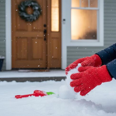 Red Thermal Kids Gloves, Fleece-Lined Half-Finger Winter Hand Protection for Children's Outdoor Play in Kuwait
