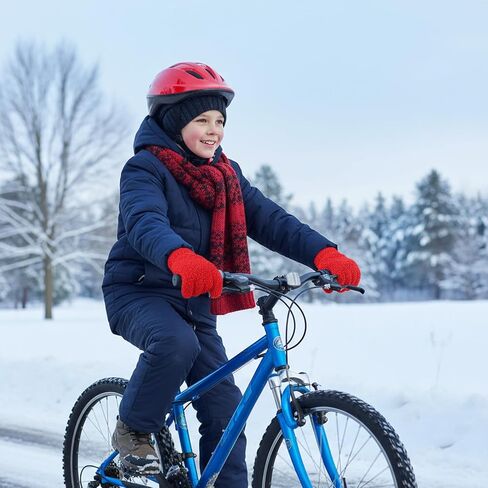 Red Thermal Kids Gloves, Fleece-Lined Half-Finger Winter Hand Protection for Children's Outdoor Play in Kuwait