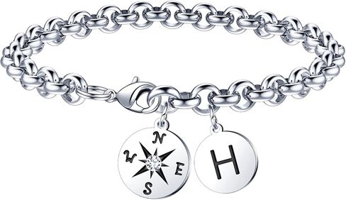 2026 Graduation Gift for Her - Compass Graduation Bracelet Class of 2026 Initial Charm Bracelet Inspirational Masters Degree Preschool High School College Graduation Gift for Her in Saudi Arabia