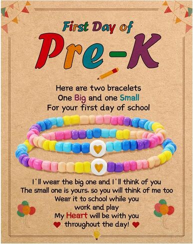 BAYLAY Back to School Bracelet - First Day of School Preschool/Kindergarten/1st Grade/2nd Grade/Back to School Stuff Gifts Supplies Mommy and Me Mommy Daughter Bracelets Heart Beaded Bracelets Gifts in Saudi Arabia