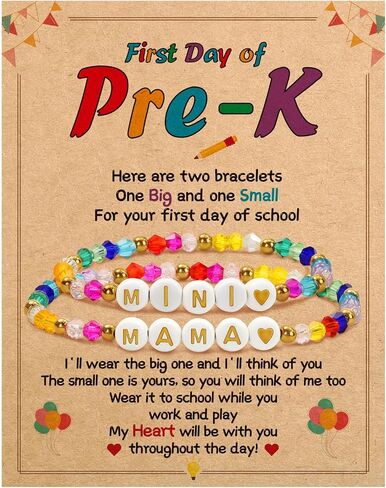 BAYLAY Back to School Bracelet - First Day of School Preschool/Kindergarten/1st Grade/2nd Grade/Back to School Stuff Gifts Supplies Mommy and Me Mommy Daughter Bracelets Heart Beaded Bracelets Gifts in Saudi Arabia
