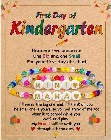 BAYLAY Back to School Bracelet - First Day of School Preschool/Kindergarten/1st Grade/2nd Grade/Back to School Stuff Gifts Supplies Mommy and Me Mommy Daughter Bracelets Heart Beaded Bracelets Gifts in Saudi Arabia
