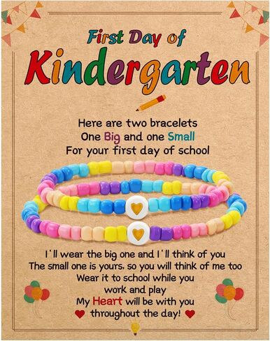 BAYLAY Back to School Bracelet - First Day of School Preschool/Kindergarten/1st Grade/2nd Grade/Back to School Stuff Gifts Supplies Mommy and Me Mommy Daughter Bracelets Heart Beaded Bracelets Gifts in Saudi Arabia