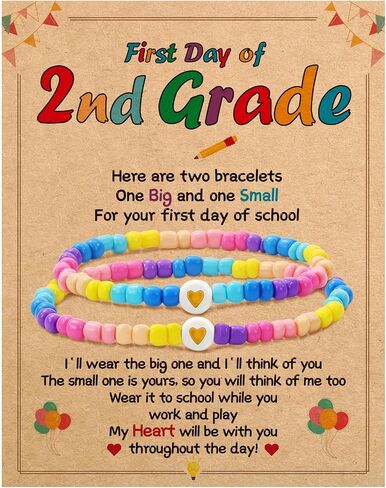BAYLAY Back to School Bracelet - First Day of School Preschool/Kindergarten/1st Grade/2nd Grade/Back to School Stuff Gifts Supplies Mommy and Me Mommy Daughter Bracelets Heart Beaded Bracelets Gifts in Saudi Arabia