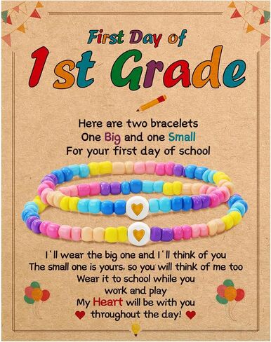 BAYLAY Back to School Bracelet - First Day of School Preschool/Kindergarten/1st Grade/2nd Grade/Back to School Stuff Gifts Supplies Mommy and Me Mommy Daughter Bracelets Heart Beaded Bracelets Gifts in Saudi Arabia