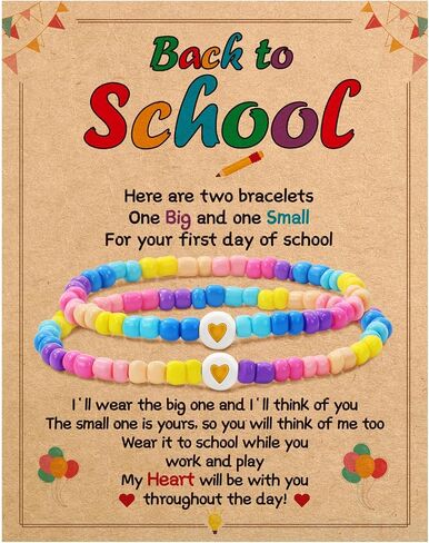 BAYLAY Back to School Bracelet - First Day of School Preschool/Kindergarten/1st Grade/2nd Grade/Back to School Stuff Gifts Supplies Mommy and Me Mommy Daughter Bracelets Heart Beaded Bracelets Gifts in Saudi Arabia