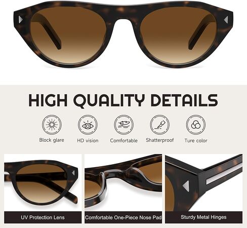 Retro Oval Cat Eye Sunglasses for Women - Trendy Y2K 90s Vintage Designer Sun Glasses for Driving Traveling Outfit in Kuwait