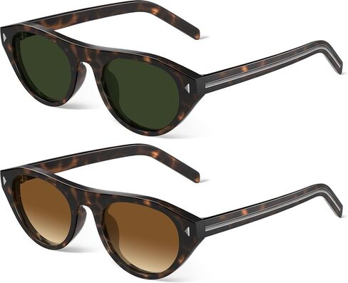 Retro Oval Cat Eye Sunglasses for Women - Trendy Y2K 90s Vintage Designer Sun Glasses for Driving Traveling Outfit in Kuwait