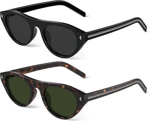 Retro Oval Cat Eye Sunglasses for Women - Trendy Y2K 90s Vintage Designer Sun Glasses for Driving Traveling Outfit in Kuwait