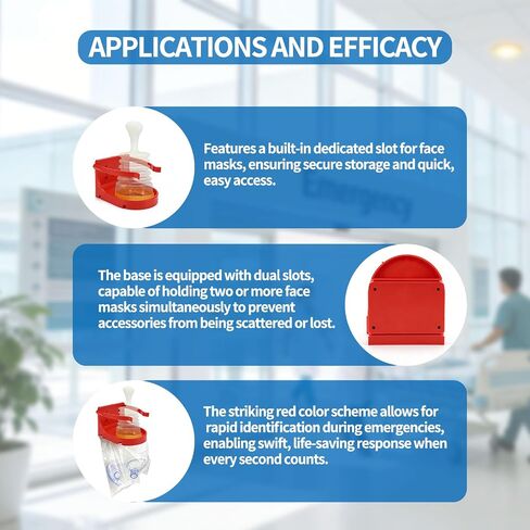 First Aid Equipment Wall Mount (Device NOT Included) – Compatible with LifeVac Choking Rescue Device, Built-in Mask Holder, Quick Access, Space-Saving, Easy Installation in Saudi Arabia